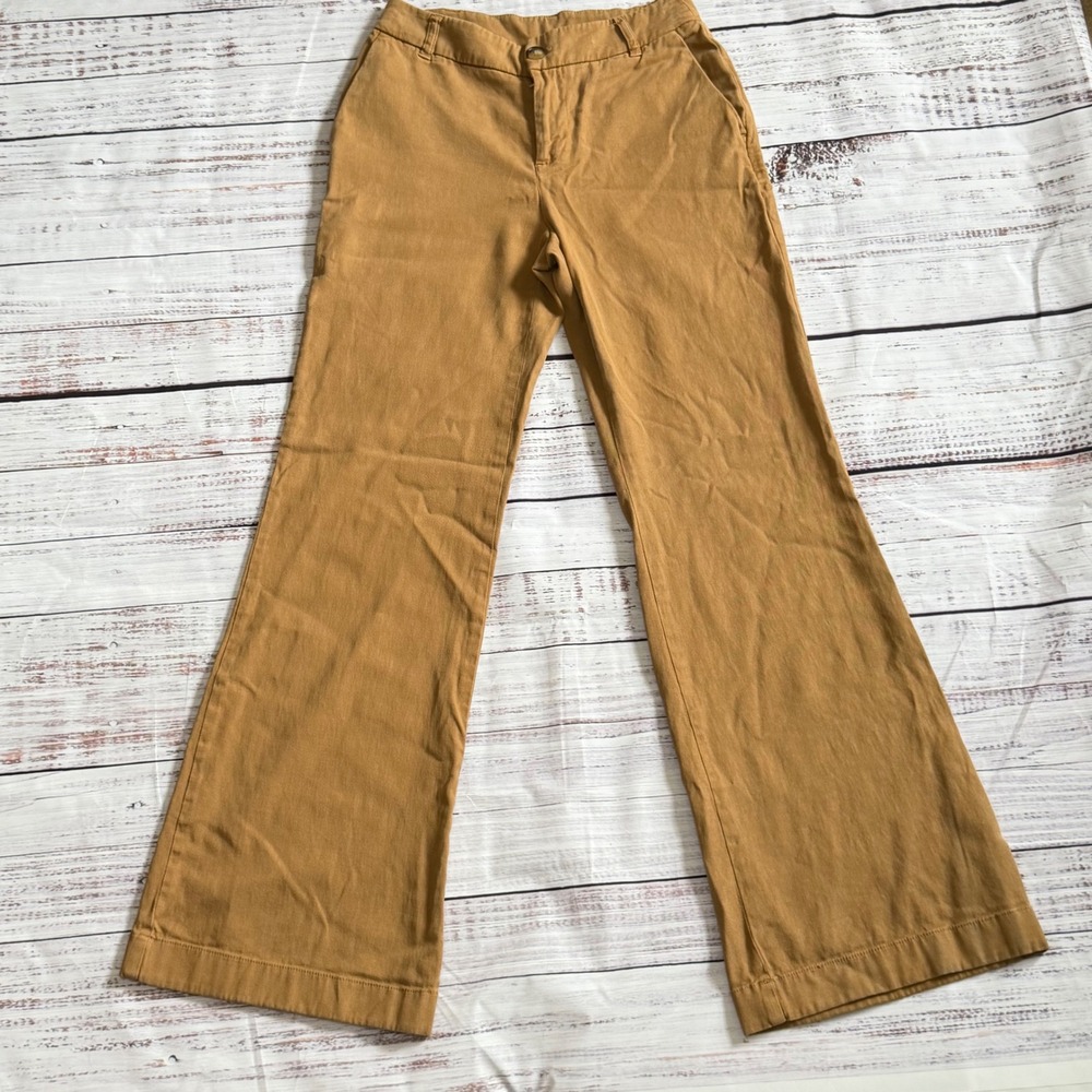 Summersalt Easy High Waisted Flare Pants Camel Tan Tencel Organic Cotton Size‎ 2